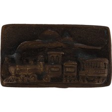 Steam Locomotive 4-4-0 Freight Conductor Transport 1970s Vintage Belt Buckle