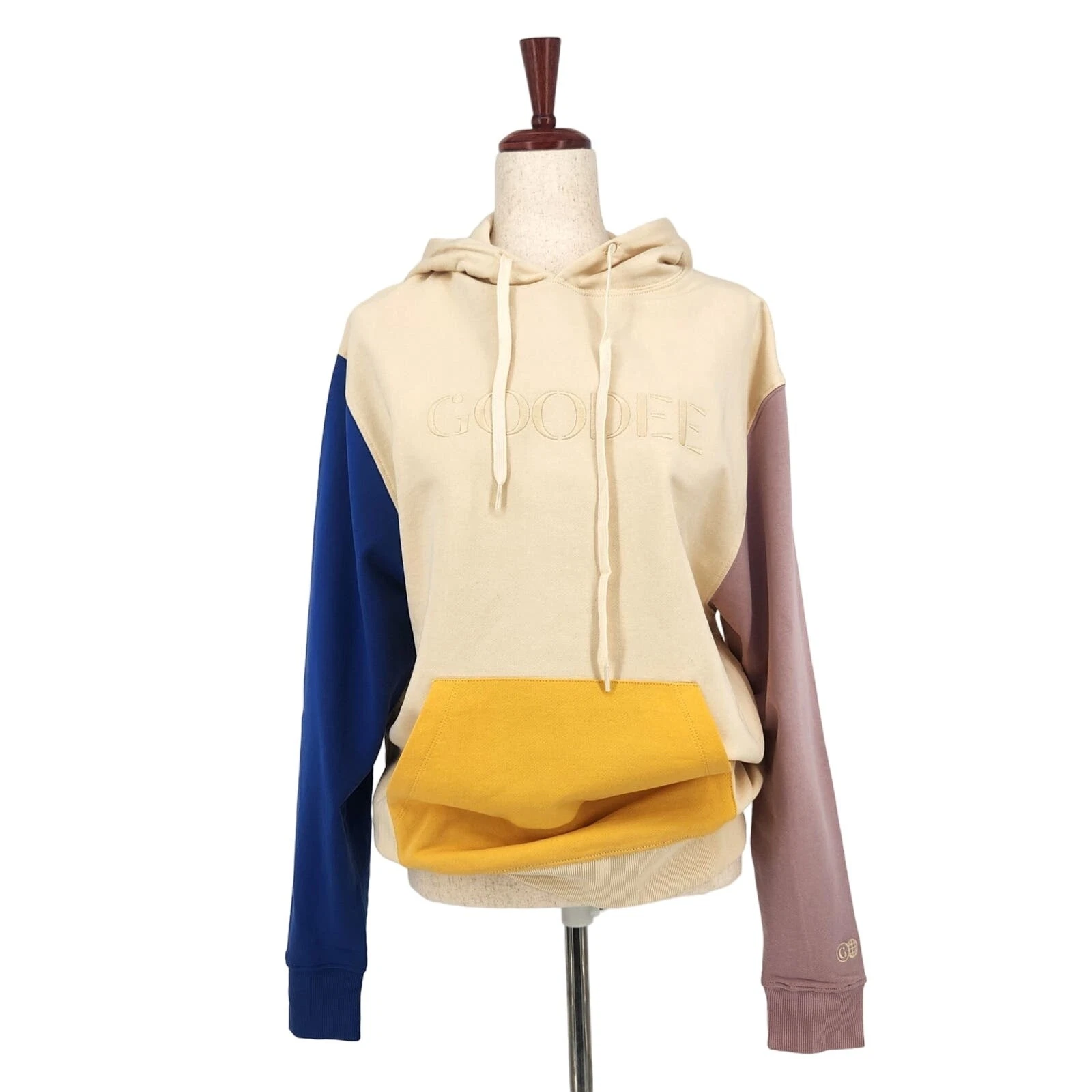 OFF WHITE Felpa con cappuccio GOODEE x Kotn donna avorio colorblock relaxed oversize canguro taglia S