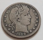 1908-D Barber Quarter • 90% Silver • Circulated • As Shown • Solid Coin      X76
