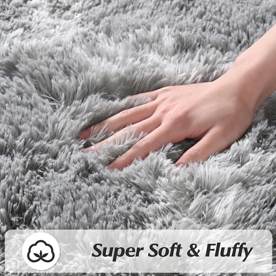 Fluffy Rugs Anti-Slip Large Shaggy Rug Super Soft Mat Living Room ...