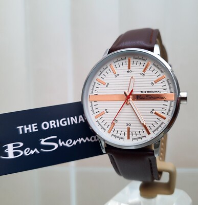 Ben Sherman Uhr braunes Lederarmband leicht lesbar leicht leichtes Geschenk für ihn (3