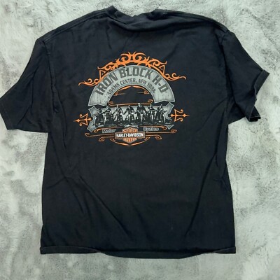 Harley Davidson Shirt Mens Extra Large Black Iron Block Adams Center Motorcycle