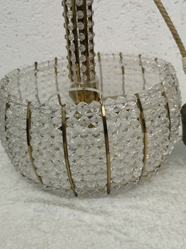 Mid-Century Chandelier Hänge Lampe Art Emil Stejnar Strass Perlen - Bild 5 von 7