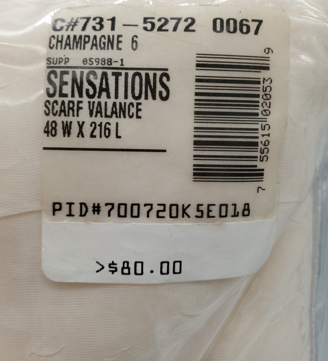JCPenney Home Collection 6 yd Scarf Valance Ivory Champagne