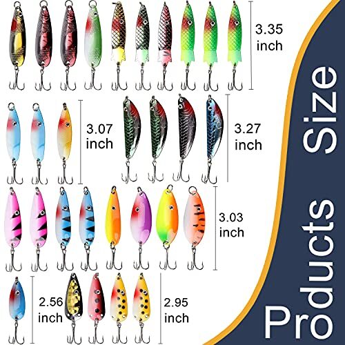 Fishing Spoons Metal Fishing Lures Kit, 30pcs Colorful Hard Fishing Spinner  - Image 4