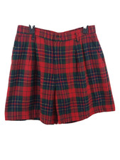 Vtg Maren Sport Womens High Waisted Plaid Shorts Sz 16 Red Pockets Wide Leg