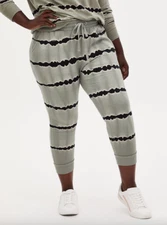 TORRID GREEN TIE-DYE TERRY STRIPE CLASSIC FIT CROP ACTIVE JOGGER PLUS Sz 0 0X