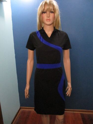 S black and blue mod style zip up pencil dress - u