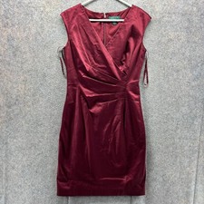 Lauren Ralph Lauren Dress Women 6 Red Wine Satin Pencil Shift Cocktail Party