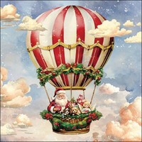 20 Papierservietten Servietten Santa's Air Balloon Ambiente 33X33Cm