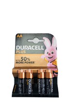 DURACELL PLUS POWER AA BATTERIES - DOUBLE A - 4 BATTERY 1.5V NON RECHARGEABLE