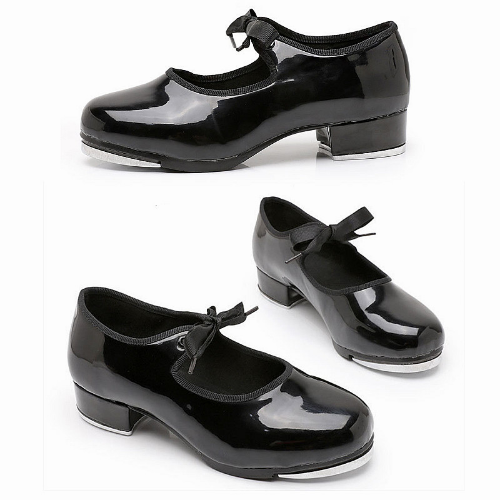 Men Women Lace Up Jazz Tap Dance Shoes Comfortable Patent Leather