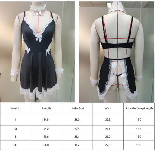 Sexy französisches Dienstmädchen Maid Kostüm Cosplay sexy Dienstmädchen Kleid Dessous Outfit für Frauen - Bild 38 von 78