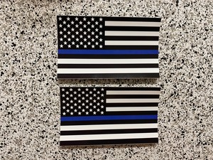 Lote de 2 vidas asunto Azul 3" X 5" pulgadas Pegatina delgada línea azul Bandera Americana EE. UU.