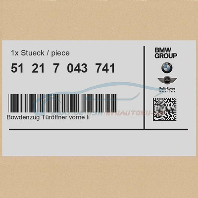 Original BMW 51217043741 - [SONDERANGEBOT] Bowdenzug Türöffner  
