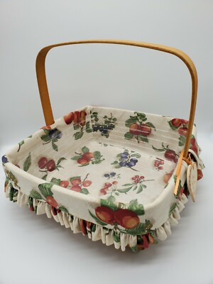 1994 Longaberger Woven Traditions Pie Basket w/Fruit Design Liner  display picture 1