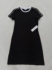 NWT Women's Calvin Klein T-shirt Dress Black White CK logo XS S M