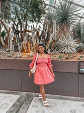 REFORMATION Puff Sleeve Square Neck Smocked Linen Pink Cottagecore Dress BNWT L