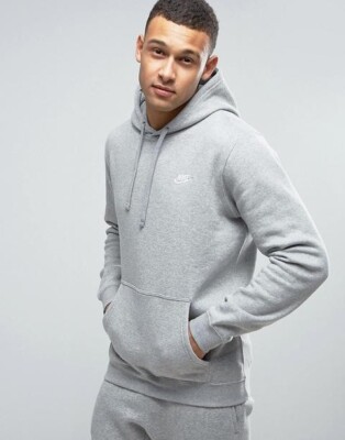 nike overhead club hoodie grey