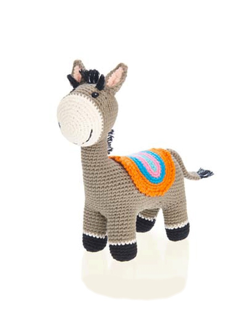 Peluche âne 22 cm hochet Pebble Child pour apaiser les poussées dentaires bébé