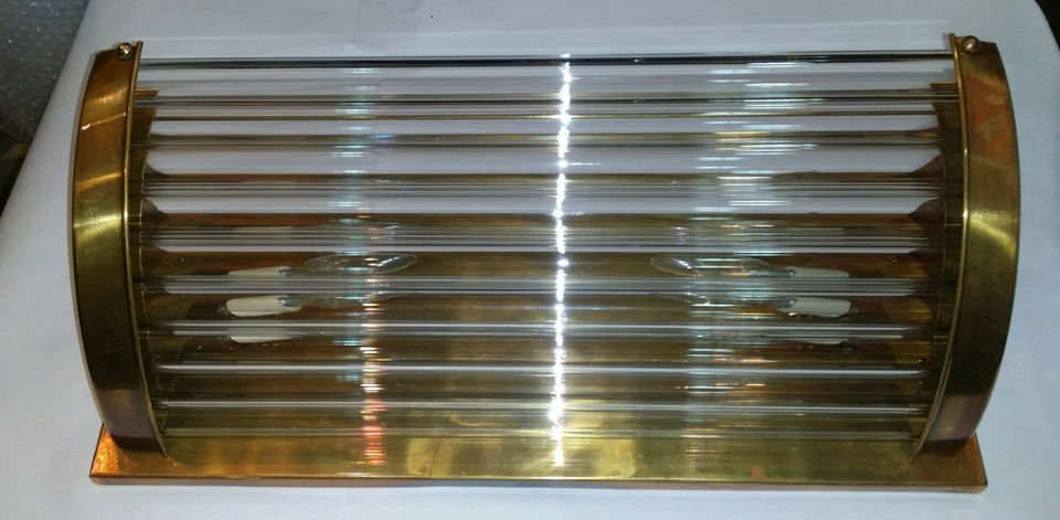 Luminária de parede vintage antiga art déco latão e vidro vara navio arandelas lâmpada - Imagem 3 de 4