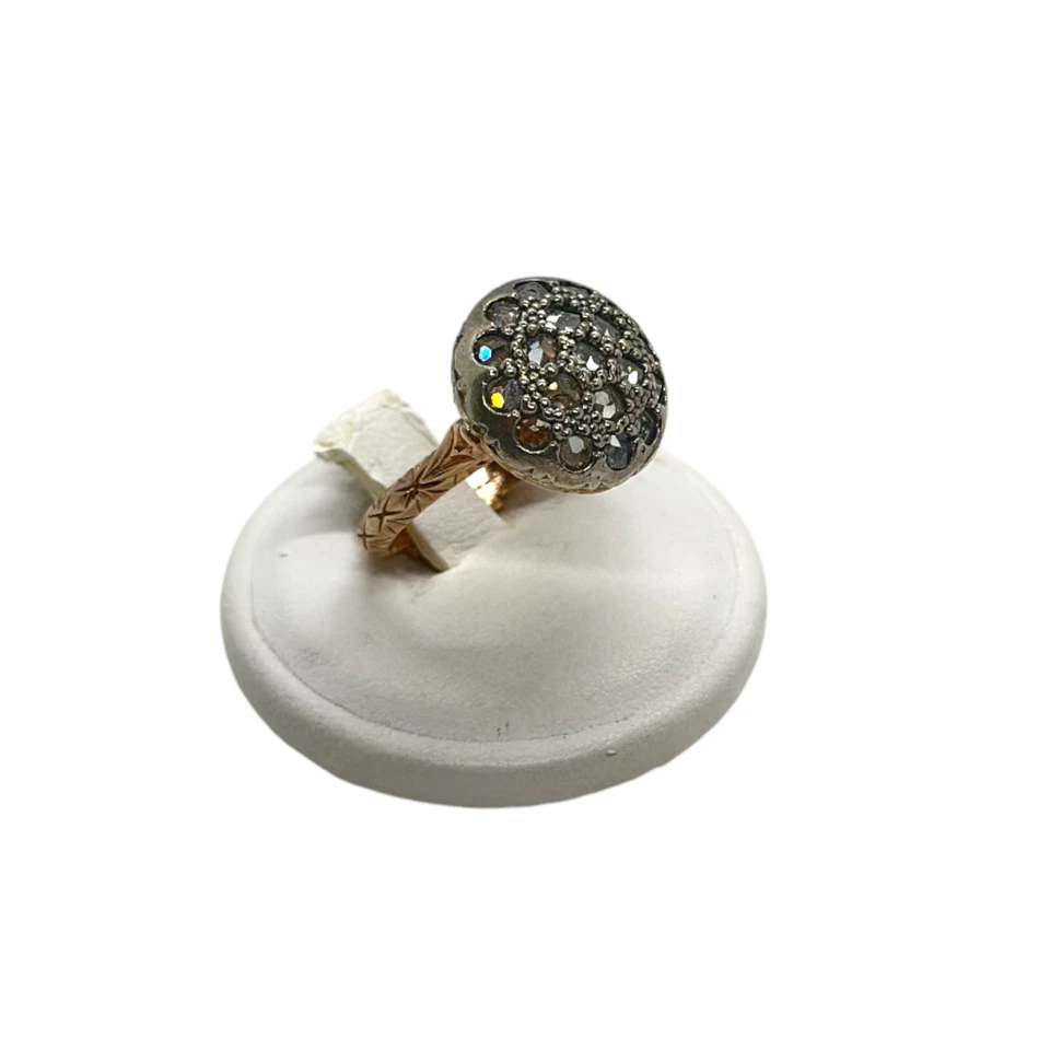 ANELLO TOPPA TONDA 1,5CM ARGENTO PLACCATO E ZIRCONI - Immagine 2 di 4