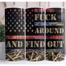 FAAFO Flag 20oz Skinny Tumbler Custom Insulated Drinkware with Straw