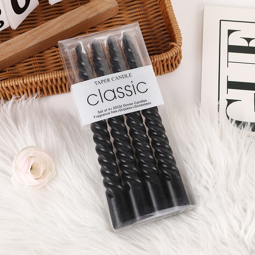 4 Pcs Threaded Color Spiral Taper Candles Fireplace Smokeless Tall Thin Pole S❤S - Picture 10 of 18