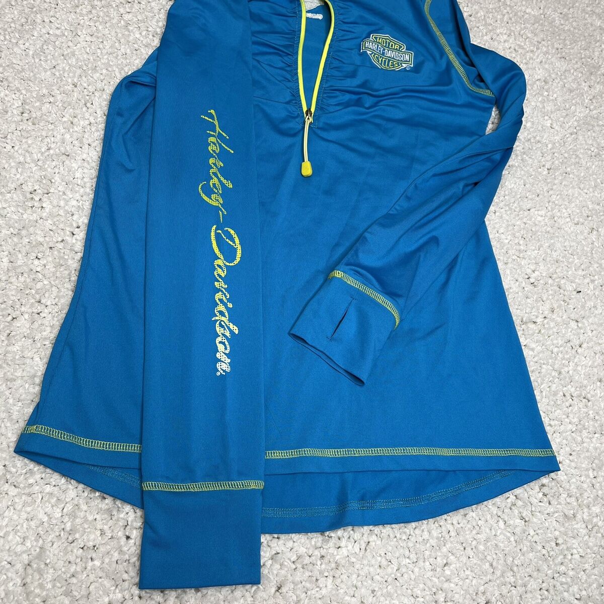 Harley-Davidson Women's Premium Quarter Zip Shirt Blue Size Harley-Davidson Women's Premium Quarter Zip Shirt Blue Size