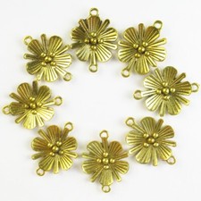 8Pcs 28x22x1mm Tibetan Golden Flower Connector Pendant Bead T01579