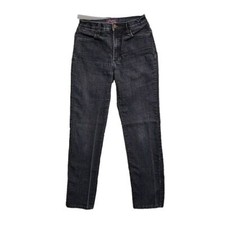 NYDJ Lift Tuck Technology Mid Rise Straight Jeans Stretch Dark Blue Denim USA 6