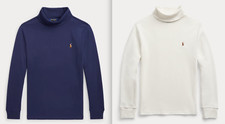 NWT Polo Ralph Lauren 40 Big Boy Cotton Interlock Turtleneck, Navy/White, S 8 