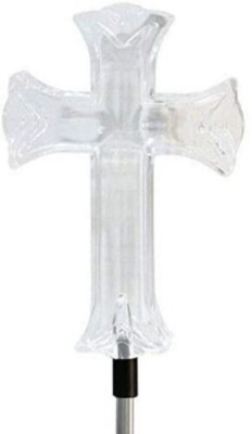 Solar Garden Cross White LED Stake Light by Alpine 34 inches