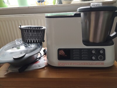 Quigg Küchenmaschine mit Kochfunktion, Waage, Dampfgaraufsatz, Garkorb  WLAN +