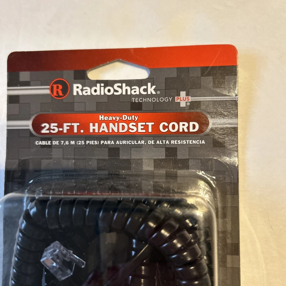 Radio Shack 25 Foot Heavy duty handset cord Black Phone Telephone NOS - Image 2 of 4