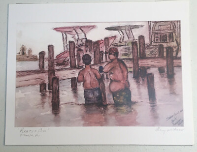 Gulf Shore AL. Giclee Print of Men at Pirate s Cove, by Sherry Williams   Mint