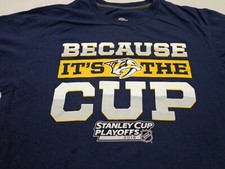 Nashville PREDATORS  2018 Playoffs NHL BECAUSE IT'S THE CUP  T Shirt Large  FLAW