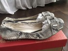 Stuart Weitzman Womens Snakeskin Black White Flat Shoe 7.5 — photo 1