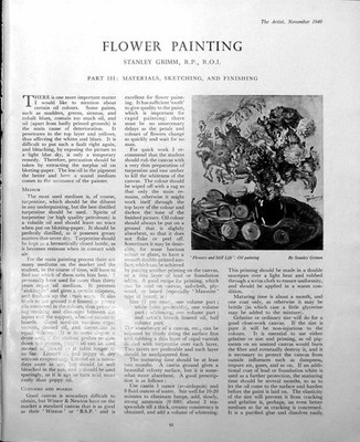 Alter Vintage Druck Blumen und Stillleben Stanley Grimm Blumenstück 1949 0 20.