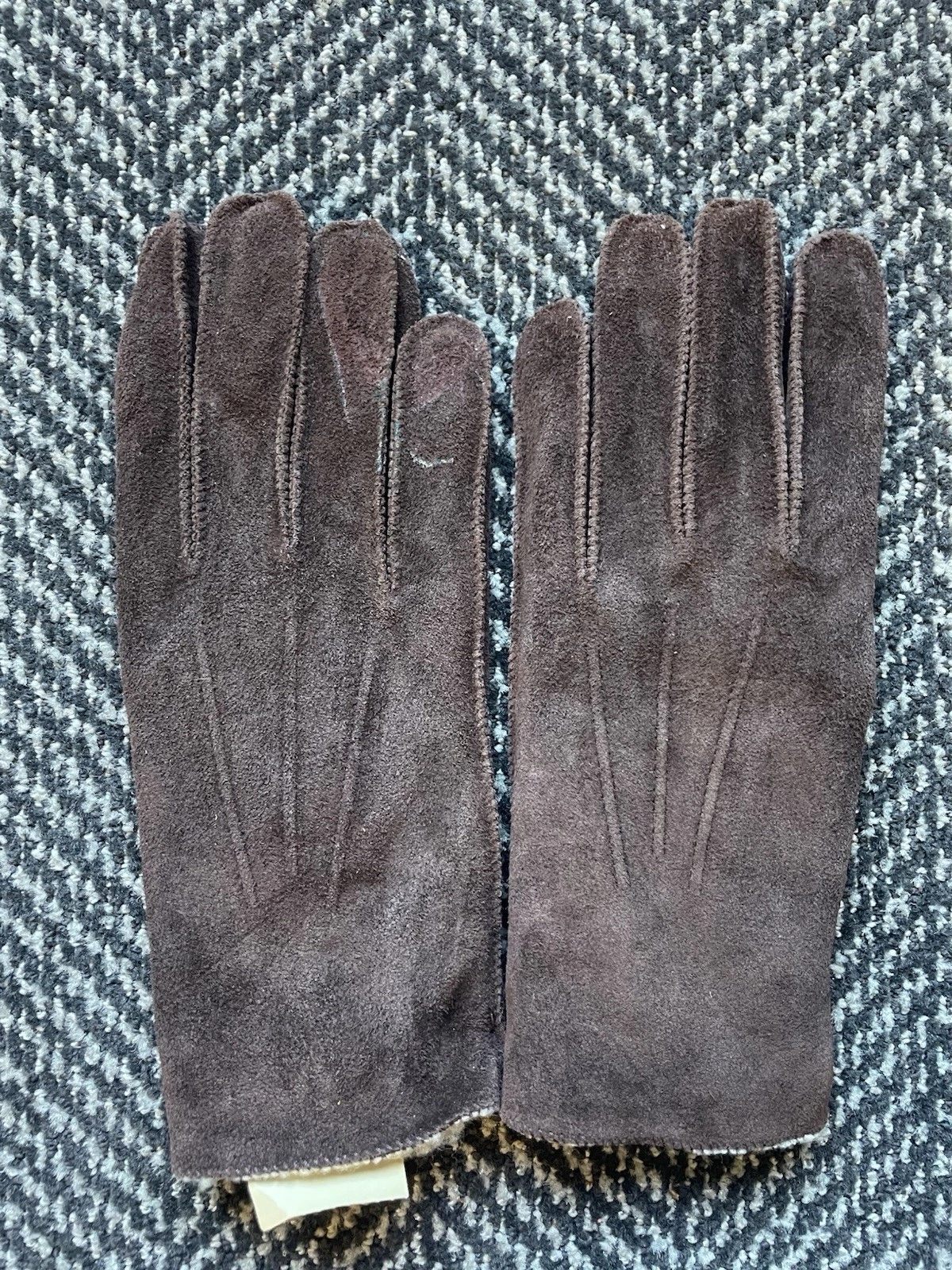 Vintage Fownes Mens Brown Suede Leather Gloves Lined Large New