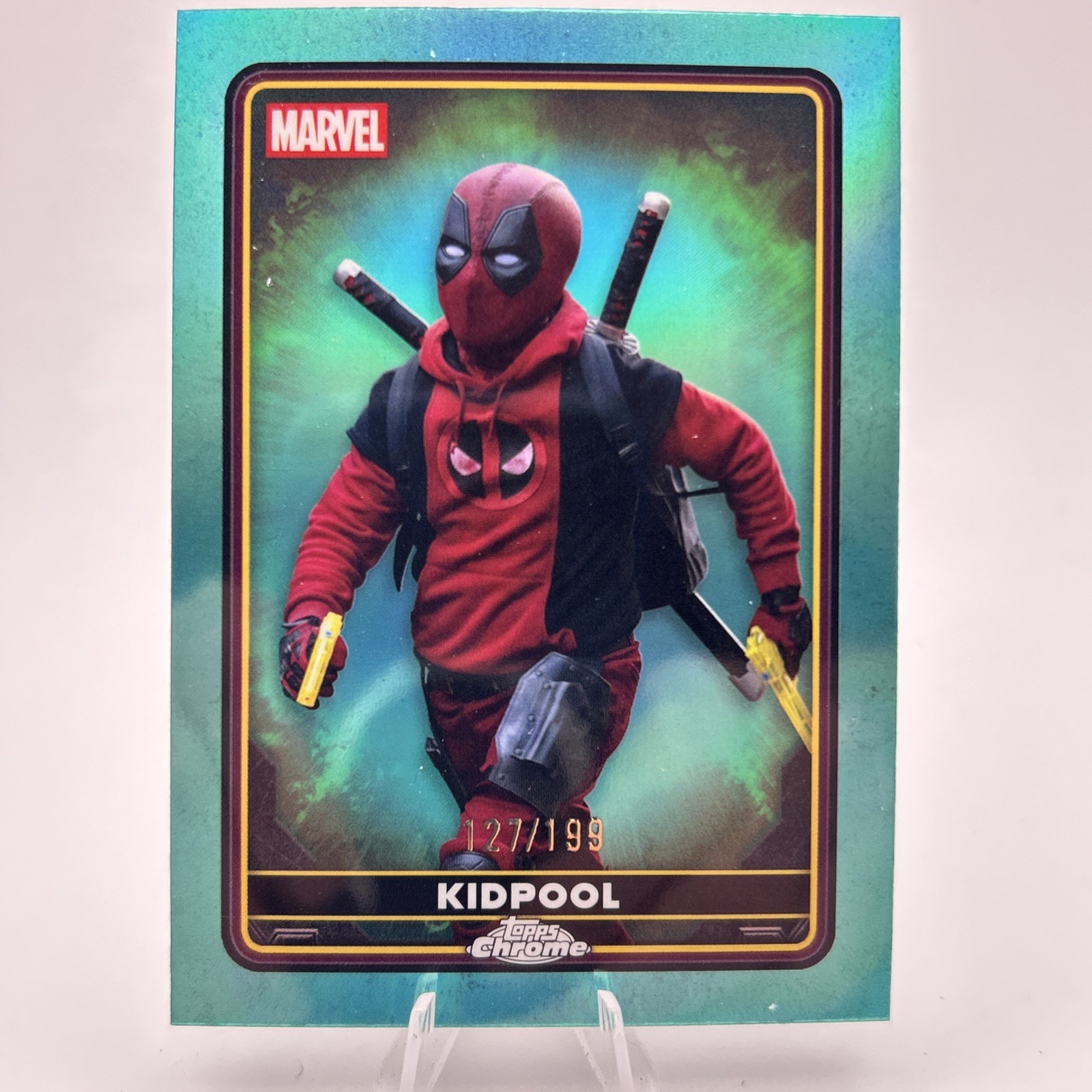 KIDPOOL 2025 TOPPS CHROME DEADPOOL AQUA REFRACTOR /199 #38 Q6638