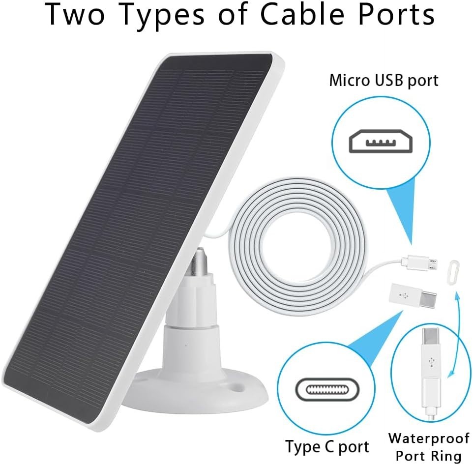 Solar Panel for Micro USB Power CCTV Camera Security Cam Battery Charger 4W 5V 