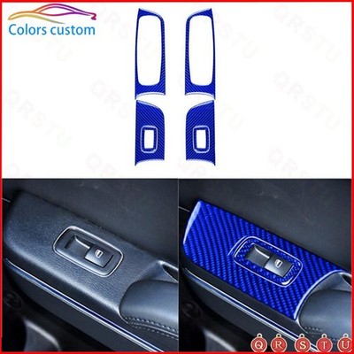 6X Blue Carbon Fiber Window Lift Control Cover Trim For Dodge Charger 2011-2014