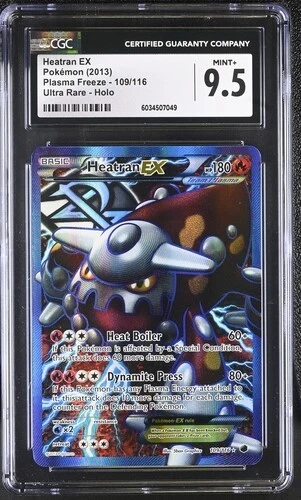 POKEMON PLASMA FREEZE HEATRAN EX #109 FULL ART HOLO FOIL CGC 9.5  MINT+