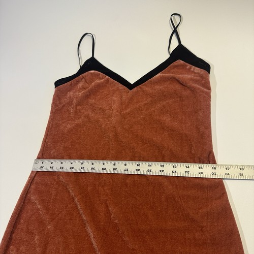 Volcom Slip Dress Woman M Orange Velour Cami Vneck Short Club Party Festival Y2K - Picture 4 of 12