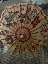 Extraordinary Japanese Paper Umbrella Hand-painted 22  In Diameter Opened