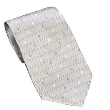 Van Heusen Geometric Diamond Silk Tie Men's Blue Silver Striped Made in USA