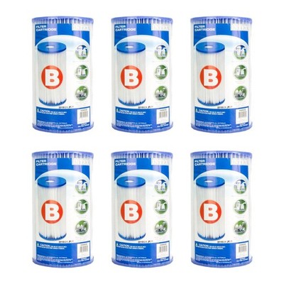 Intex 29005E Pool Easy Set Type B Replacement Filter Pump Cartridge, (6 Pack)