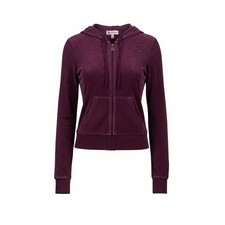 Juicy Couture Velour Zip Up Hoodie Plum Purple XS Y2K Track Jacket COA Cozycore