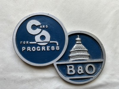 Vintage Baltimore & Ohio C & O For Progress Metal Desk Souvenir Decor